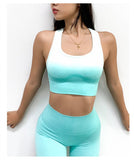 Ombre Seamless 2 Piece Set Women Suit Gym Workout Clothes Sport Bra Fitness Crop Top And Scrunch Butt Leggings Yoga Set