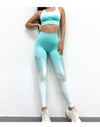 Ombre Seamless 2 Piece Set Women Suit Gym Workout Clothes Sport Bra Fitness Crop Top And Scrunch Butt Leggings Yoga Set