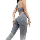 Ombre Seamless 2 Piece Set Women Suit Gym Workout Clothes Sport Bra Fitness Crop Top And Scrunch Butt Leggings Yoga Set