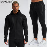 Jogger casual streetwear fashion men's clothing 2020 new men's sportswear trousers + hoodie fitness cotton men's suit