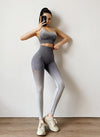 New 2 pieces Ombre Yoga Set Sports Bra Leggings Women Gym Set Clothes Seamless Workout Fitness Sportswear Fitness Sports Suit